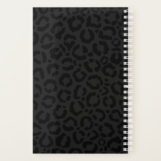 Modern Minimal Black Leopard Print Planer (Rückseite)