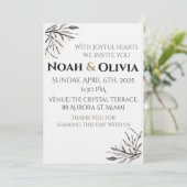 Modern Minimal Black Script Wedding Invitation Einladung (Stehend Vorderseite)