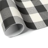 Modern Minimal Black White Gingham Plaid Pattern Geschenkpapier (Rolleneckpunkt)