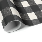 Modern Minimal Black White Gingham Plaid Pattern Geschenkpapier (Rolleneckpunkt)