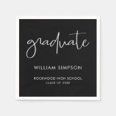 Modern Minimal Black & White Graduate  Serviette (Vorderseite)