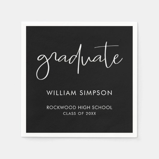 Modern Minimal Black & White Graduate  Serviette (Vorderseite)