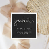 Modern Minimal Black & White Graduate  Serviette