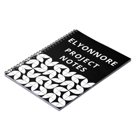 Modern Minimal Black White Projects Personalized Notizblock (Linke Seite)