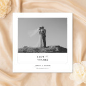 Modern Minimal Black & White Script Photo Wedding Dankeskarte