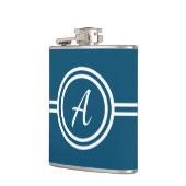 Modern Minimal Blue Monogram Initial Flachmann (Links)