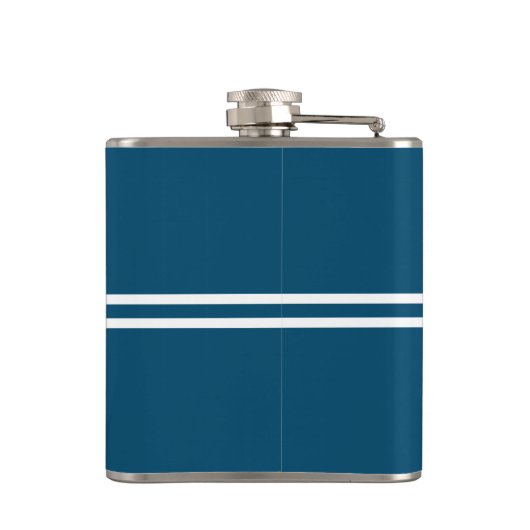 Modern Minimal Blue Monogram Initial Flachmann (Rückseite)