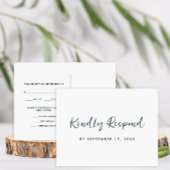 Modern Minimal Blue Rsvp Trendy Script Meal Choice Einladungspostkarte
