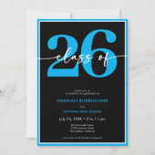 Modern Minimal Blue Script Graduation Party Einladung (Vorderseite)