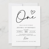 Modern Minimal Boho 1. Geburtstag Foto Einladung (Vorderseite)