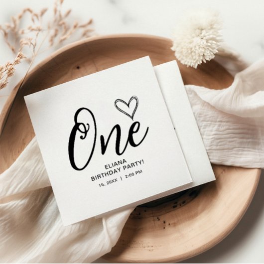 Modern Minimal Boho 1. Geburtstag Serviette