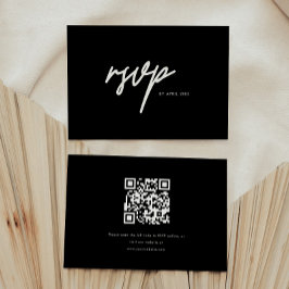 Modern Minimal Bold Black Script Graduation Party RSVP Karte