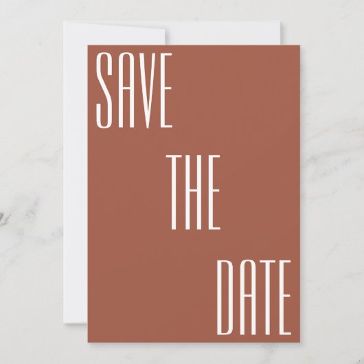 Modern Minimal Bold Typografy Terracotta Wedding Save The Date (Vorderseite)