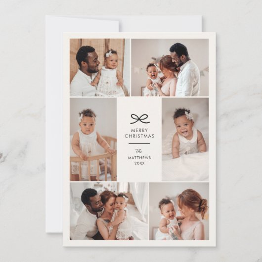 Modern Minimal Bow Six Foto Collage Weihnachten (Vorderseite)