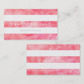 MODERN MINIMAL breiter Streifen frisch Aquarell ro Visitenkarte (Vorne/Hinten)