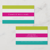 MODERN MINIMAL breites Streifen Muster hell bunt Visitenkarte (Vorne/Hinten)
