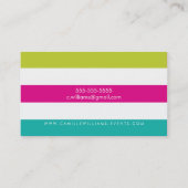 MODERN MINIMAL breites Streifen Muster hell bunt Visitenkarte (Rückseite)