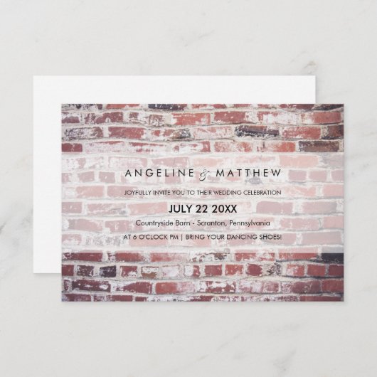 Modern & Minimal Bricks Hochzeit einladen Einladung (Vorne/Hinten)