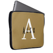 Modern Minimal Bronze Initial + Name Monogram Laptopschutzhülle (Vorne Rechts)