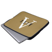 Modern Minimal Bronze Initial + Name Monogram Laptopschutzhülle (Vorne Knopf)
