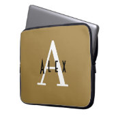 Modern Minimal Bronze Initial + Name Monogram Laptopschutzhülle (Vorderseite Links)