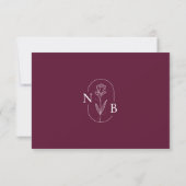 Modern Minimal Burgundy Boho Wedding QR Code RSVP Karte (Rückseite)