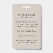 Modern Minimal Business Employee  ID Ausweis (Back)