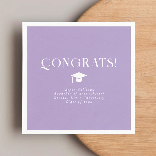 Modern Minimal Chic Graduation Party Lavender Serviette