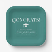 Modern Minimal Chic Graduation Party Teal Pappteller (Vorderseite)