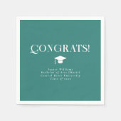 Modern Minimal Chic Graduation Party Teal Serviette (Vorderseite)