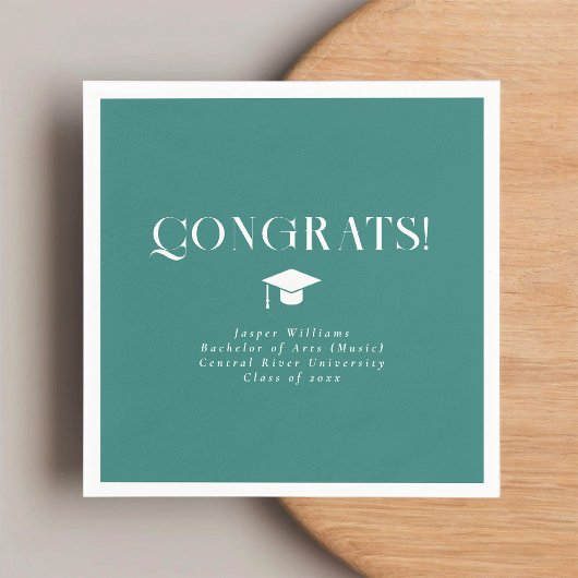 Modern Minimal Chic Graduation Party Teal Serviette
