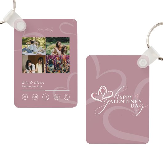 Modern Minimal Chic Music Player Photo Galentines Schlüsselanhänger