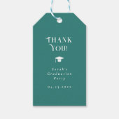 Modern Minimal Chic Script Graduation Party Teal Geschenkanhänger (Vorderseite)