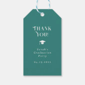 Modern Minimal Chic Script Graduation Party Teal Geschenkanhänger (Rückseite)