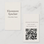 Modern Minimal Chocolate Tasting Qr Code Visitenkarte (Vorne/Hinten)