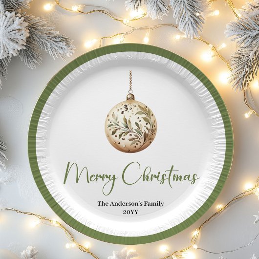 Modern Minimal Christmas Custom Family Paper Plate Pappteller
