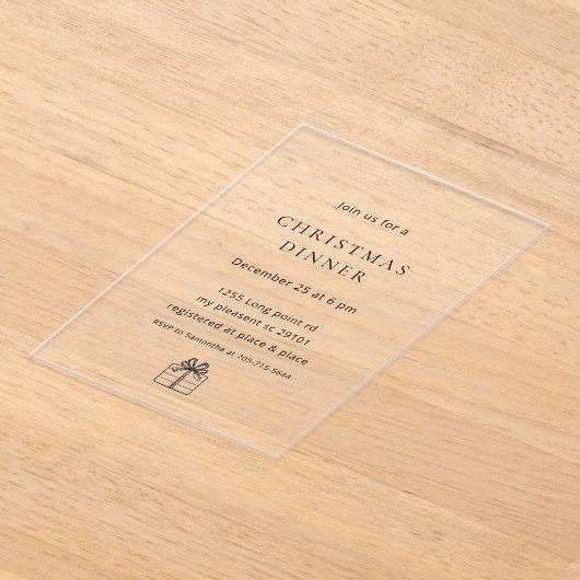 Modern Minimal Christmas Dinner Acryleinladungen (Ablage )