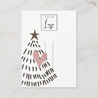 Modern Minimal Christmas Tree Heart Hairpin Logo Visitenkarte