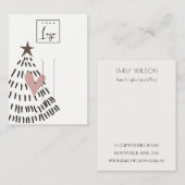 Modern Minimal Christmas Tree Heart Hairpin Logo Visitenkarte (Vorne/Hinten)