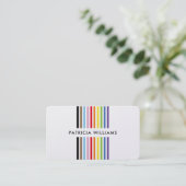 MODERN MINIMAL colorful stripe rainbow pride LGBTQ Visitenkarte (Stehend Vorderseite)