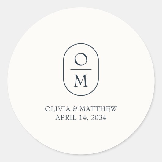 Modern Minimal Couple Monogram Wedding Sticker (Vorderseite)