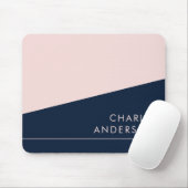Modern minimal dark blue and pink custom name mousepad (Mit Mouse)