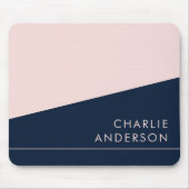 Modern minimal dark blue and pink custom name mousepad (Vorne)