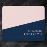 Modern minimal dark blue and pink custom name mousepad<br><div class="desc">Modern minimal dark blue and pink mouse pad with your custom name aligned to the right. Fonts and colors can be customized with the design tool.</div>