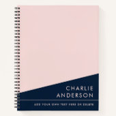 Modern minimal dark blue and pink custom name notizblock (Vorderseite)