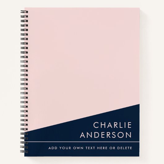 Modern minimal dark blue and pink custom name notizblock (Vorderseite)