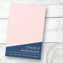 Modern minimal dark blue and pink custom name post-it klebezettel