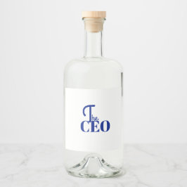 Modern Minimal Der CEO Blau Alkoholflaschenetikett
