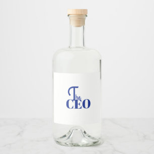 Modern Minimal Der CEO Blau Alkoholflaschenetikett