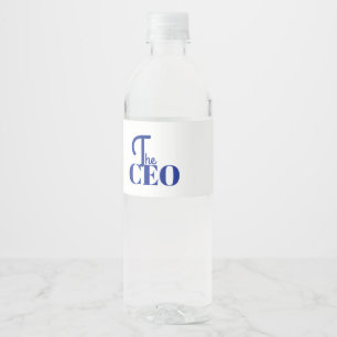 Modern Minimal Der CEO Blau Wasserflaschenetikett